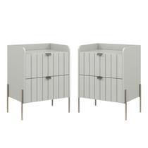 Conjunto Mesa cabeceira quarto off white 100% mdf Luxo 45cm