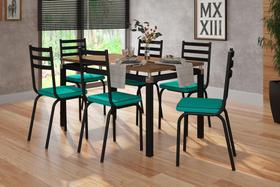 Conjunto Mesa Cadeiras Cozinha Sala de Jantar Churrasqueira Kitnet Azul Amadeirado Pictor - Larbelle - Larbelle Móveis