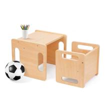 Conjunto Mesa Cadeirinha Infantil Em Madeira Montessori