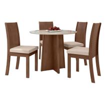 Conjunto Mesa Celebrare 100cm Tampo MDF/Vidro 4 Cadeiras Athenas