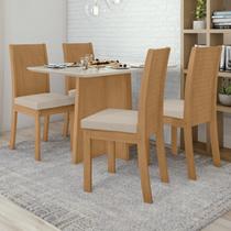 Conjunto Mesa Celebrare 120cm Tampo MDF/Vidro 4 Cadeiras Athenas Móveis Lopas