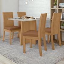 Conjunto Mesa Celebrare 120cm Tampo MDF/Vidro 4 Cadeiras Athenas Móveis Lopas