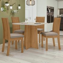 Conjunto Mesa Celebrare 90cm Tampo MDF/Vidro 4 Cadeiras Athenas Móveis Lopas