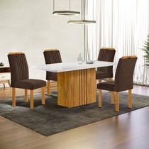 Conjunto Mesa Celeste 120cmx90cm com 4 Cadeiras Celeste Tampo Smart Plus com Vidro