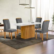 Conjunto Mesa Celeste 120cmx90cm com 4 Cadeiras Celeste Tampo Smart Plus com Vidro