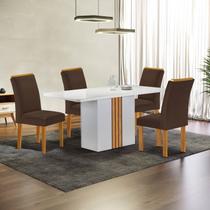 Conjunto Mesa Celeste 120cmx90cm com 4 Cadeiras Luisa Tampo Smart Plus com Vidro