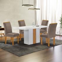 Conjunto Mesa Celeste 120cmx90cm com 4 Cadeiras Luisa Tampo Smart Plus com Vidro