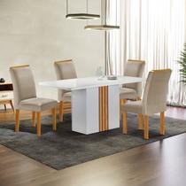 Conjunto Mesa Celeste 120cmx90cm com 4 Cadeiras Luisa Tampo Smart Plus com Vidro
