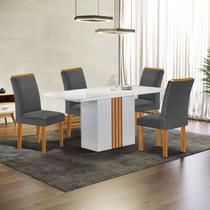 Conjunto Mesa Celeste 120cmx90cm com 4 Cadeiras Luisa Tampo Smart Plus com Vidro