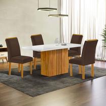 Conjunto Mesa Celeste 120cmx90cm com 4 Cadeiras Luisa Tampo Smart Plus com Vidro