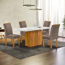 Conjunto Mesa Celeste 120cmx90cm com 4 Cadeiras Luisa Tampo Smart Plus com Vidro