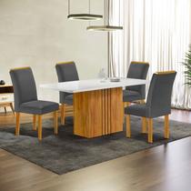 Conjunto Mesa Celeste 120cmx90cm com 4 Cadeiras Luisa Tampo Smart Plus com Vidro