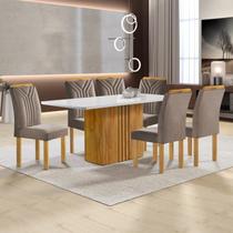 Conjunto Mesa Celeste 170cmx90cm com 6 Cadeiras Celeste Tampo Smart Plus com Vidro