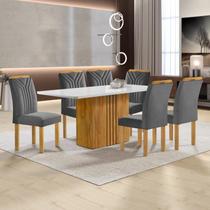 Conjunto Mesa Celeste 170cmx90cm com 6 Cadeiras Celeste Tampo Smart Plus com Vidro