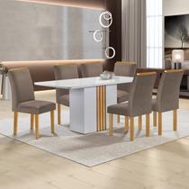 Conjunto Mesa Celeste 170cmx90cm com 6 Cadeiras Luisa Tampo Smart Plus com Vidro