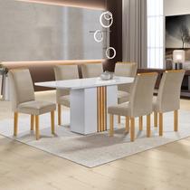 Conjunto Mesa Celeste 170cmx90cm com 6 Cadeiras Luisa Tampo Smart Plus com Vidro