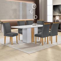 Conjunto Mesa Celeste 170cmx90cm com 6 Cadeiras Luisa Tampo Smart Plus com Vidro