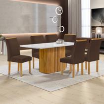 Conjunto Mesa Celeste 170cmx90cm com 6 Cadeiras Luisa Tampo Smart Plus com Vidro