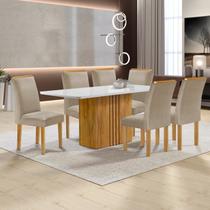 Conjunto Mesa Celeste 170cmx90cm com 6 Cadeiras Luisa Tampo Smart Plus com Vidro