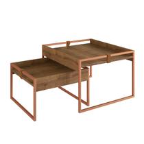 Conjunto Mesa Centro Columbia 63cm 57cm X 40cm Marrom Woodmel
