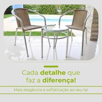 Conjunto Mesa Centro Com Cadeiras Alumínio Leve Varanda Área Externa Casa Luxo Resistente Modelo Canela