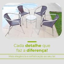 Conjunto Mesa Centro Com Cadeiras Alumínio Leve Varanda Área Externa Casa Luxo Resistente Modelo Canela