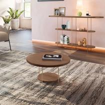 Conjunto Mesa Centro Sky Tampo MDF e Aparador Inifnity com Pés em Aço Castanho G26 - Hb Móveis