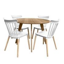 Conjunto Mesa Cimol Linhares 108cm com 4 Cadeiras de Plástico 80042E-BULK Elomio - Branco