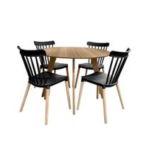 Conjunto Mesa Cimol Linhares 108cm com 4 Cadeiras de Plástico 80042E-BULK Elomio - Nature/Preto