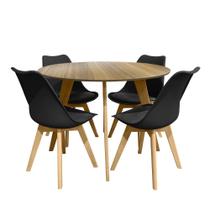 Conjunto Mesa Cimol Linhares 108cm com 4 Cadeiras de Plástico Estofada 80033-BULK Elomio - Preto