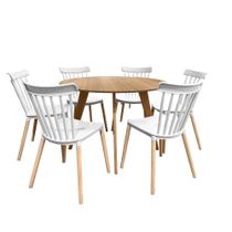 Conjunto Mesa Cimol Linhares 108cm com 6 Cadeiras de Plástico 80042E-BULK Elomio - Branco