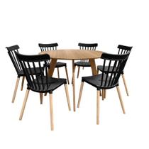 Conjunto Mesa Cimol Linhares 108cm com 6 Cadeiras de Plástico 80042E-BULK Elomio - Preto