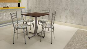 Conjunto Mesa Cinza Tampo Imbuia 70x70 Laumar com 4 Cadeiras Epoxi