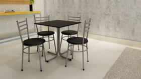 Conjunto Mesa Cinza Tampo Preto 70x70 Laumar com 4 Cadeiras Epoxi