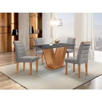 Conjunto Mesa Classic 120x80 com Tampo em Vidro Dakota com 4 Cadeiras FlorenAa Cel MA³veis