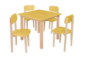 Conjunto Mesa Colore Infantil 65cm Com 4 Cadeiras Brinquedos Amarela
