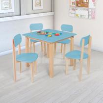 Conjunto Mesa Colore Infantil 65cm Com 4 Cadeiras Brinquedos Azul