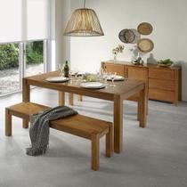 Conjunto Mesa com 2 Bancos e Buffet Madeira Maciça Primavera CabeCasa MadeiraOriginals
