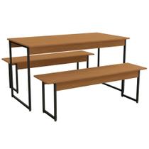 Conjunto Mesa com 2 Bancos Kappesberg Industrial 136cm Cor Canela/Preto Fosco - LI013