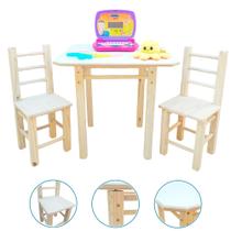 Conjunto Mesa Com 2 Cadeiras Infantil De Madeira Maciça MDF Resistente