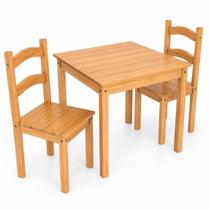 Conjunto Mesa com 2 Cadeiras Madeira Maciça Rústico Jantar 70x74cm Cor:Mel Conjunto Mesa com 2 Cadeiras Madeira Maciça Rústico Jantar 70x74cm Cor:Mel