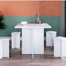 Conjunto Mesa com 4 Banquetas em MDP Branco