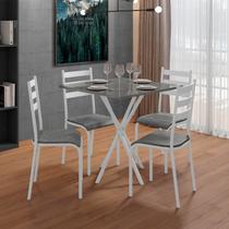 Conjunto Mesa com 4 Cadeiras 541.sli e Tampo Quadrado Diamante Branco/Cinza Perola/Cin Nobuck Conjunto Mesa com 4 Cadeiras 541.sli e Tampo Quadrado Diamante Branco/Cinza Perola/Cin Nobuck