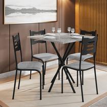 Conjunto Mesa com 4 Cadeiras 542.Slp e Tampo Quadrado Diamante Preto/Cinza Conjunto Mesa com 4 Cadeiras 542.Slp e Tampo Quadrado Diamante Preto/Cinza