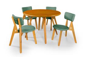 Conjunto Mesa com 4 Cadeiras em Madeira e Linho