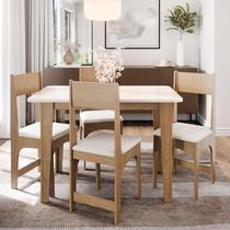 Conjunto Mesa Com 4 Cadeiras Estofadas Para Cozinha Compacta Tampo De Madeira Conjunto Mesa Com 4 Cadeiras Estofadas Para Cozinha Compacta Tampo De Madeira