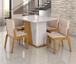 Conjunto Mesa com 4 Cadeiras Harmonia Marrom/Marromle/Off White