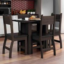 Conjunto Mesa Com 4 Cadeiras Milano Amêndoa Com Preto Conjunto Mesa Com 4 Cadeiras Milano Amêndoa Com Preto