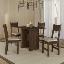 Conjunto Mesa com 4 Cadeiras Milano Marrom/Amêndoa/Savana