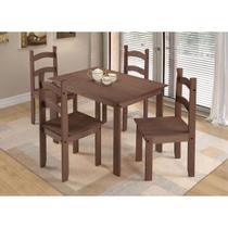 Conjunto Mesa Com 4 Cadeiras Mobília Prime Para Sala De Jantar Em Madeira Maciça 100x70 Chocolate Conjunto Mesa Com 4 Cadeiras Mobília Prime Para Sala De Jantar Em Madeira Maciça 100x70 Chocolate